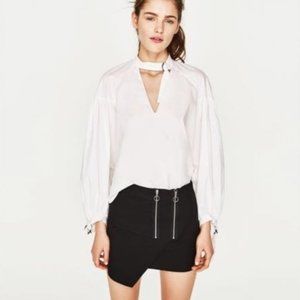 Zara double circle zip mini skirt in black
